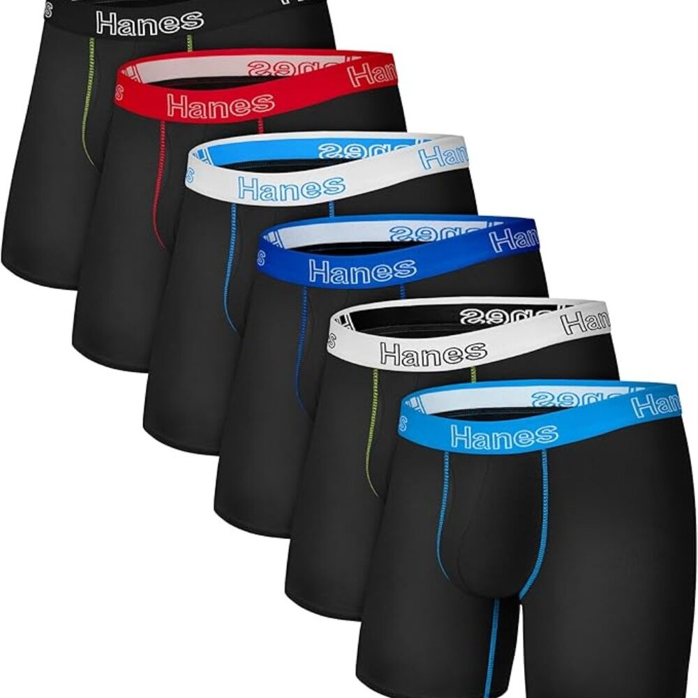 Hanes Men's Stretch Cotton Boxer Briefs Moisture-wicking - Multi Pack/6 - M